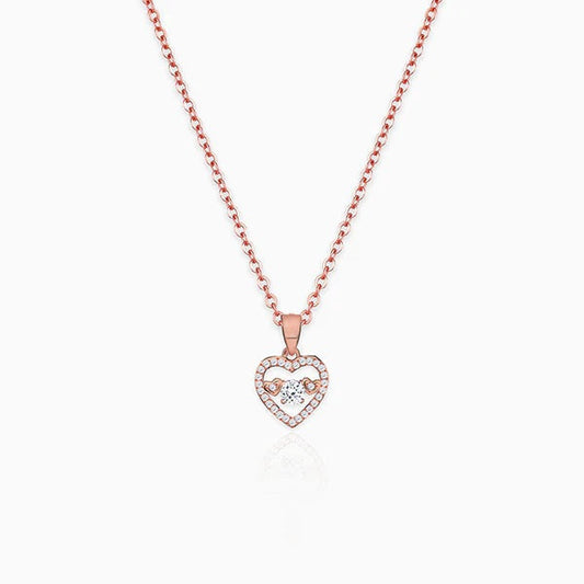 Rose Gold Love Heart Pendant with Link Chain