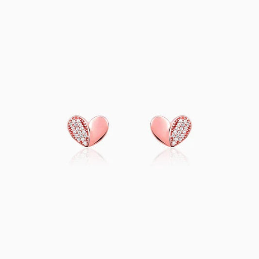 Rose Gold Made for Each Other Stud Earrings
