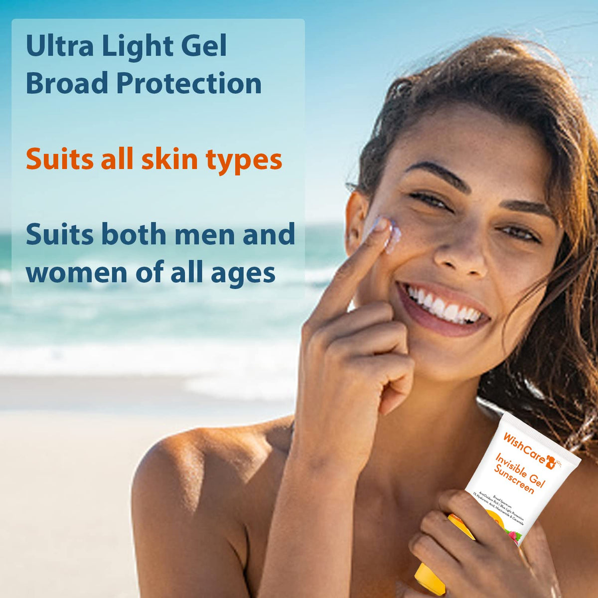 WishCare Invisible Gel Sunscreen SPF 50+ PA++++ For Oily and Dry skin 50GM
