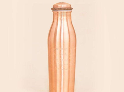 Ishalife Copper Water Bottle Engraved with Yogeshwaraya Chant - 950 ml