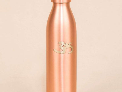 Ishalife Matte Finish Copper Water Bottle with Brass Aum - 950 ml