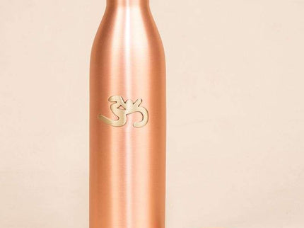 Ishalife Matte Finish Copper Water Bottle with Brass Aum - 950 ml