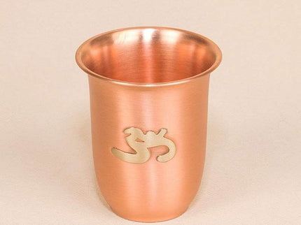 Ishalife Matte Finish Copper Glass with Brass Aum -  200 ml