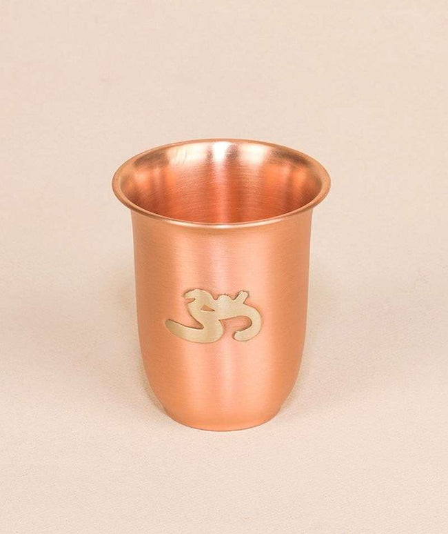 Ishalife Matte Finish Copper Glass with Brass Aum -  200 ml