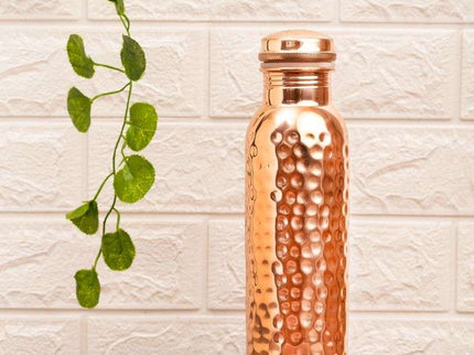 Ishalife Hammered Copper Water Bottle - 950 ml