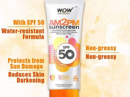 Wow Skin Science AM2PM SPF50 Water Resistant Sunscreen Lotion - 100 ml