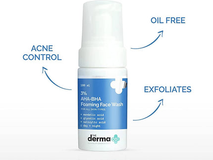 The Derma Co 3% AHA-BHA Foaming Face Wash - 100 ml