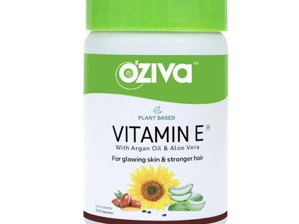 OZiva Plant Based Natural Vitamin E (With Argan oil + Aloe vera) - 30 capsules
