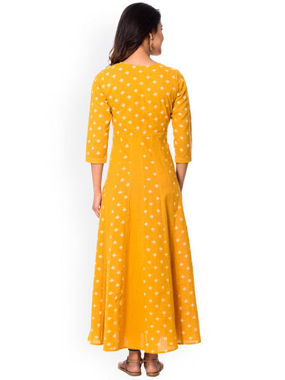 Anayna Women Yellow Printed Maxi Dress