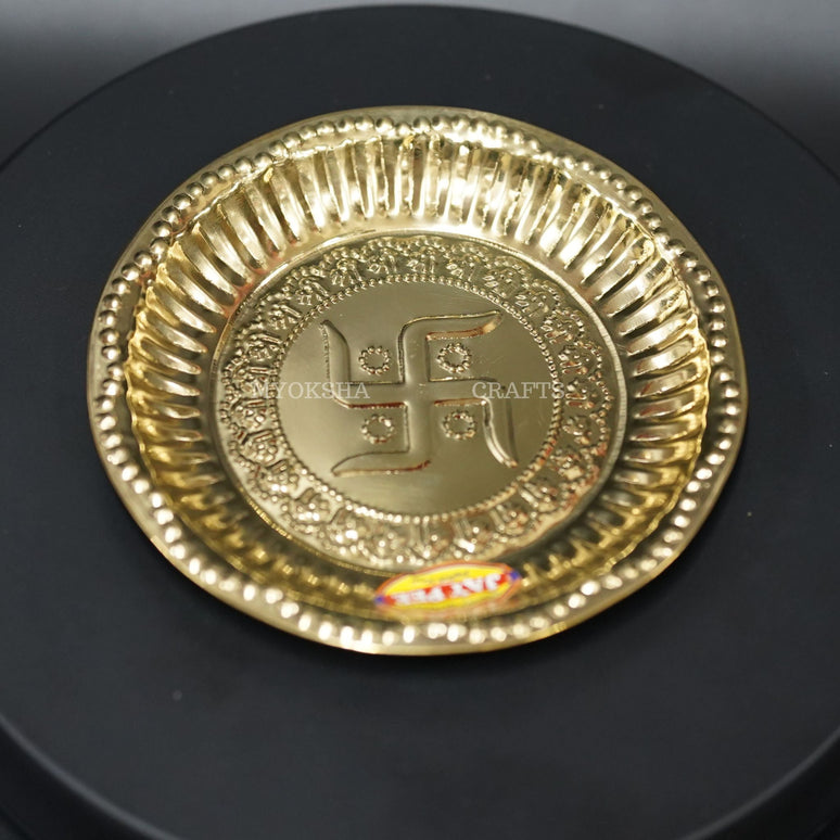 Brass Swastik Plate Aarthi: Embrace Divine Blessings and Harmony
