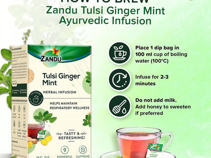 Zandu Tulsi Ginger Mint Herbal Infusion Tea