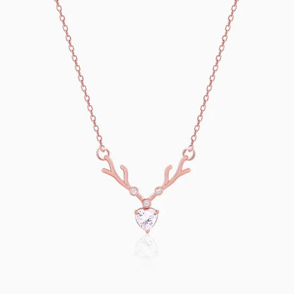 Rose Gold Deer Heart Necklace