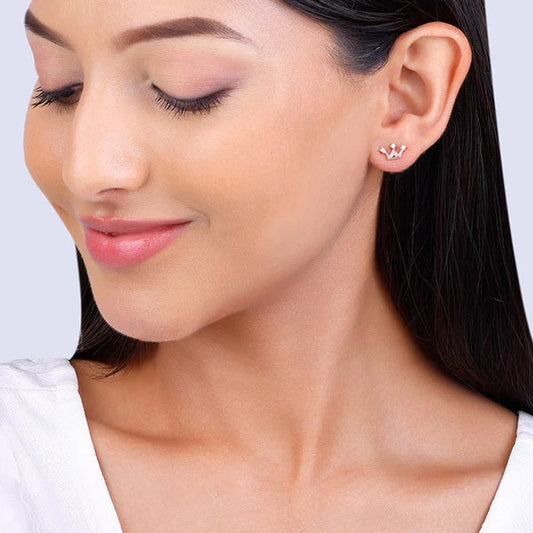 Rose Gold Tiara Stud Earrings