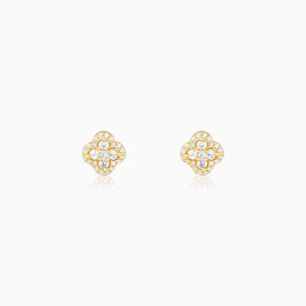 Golden Pansy Flower Earrings