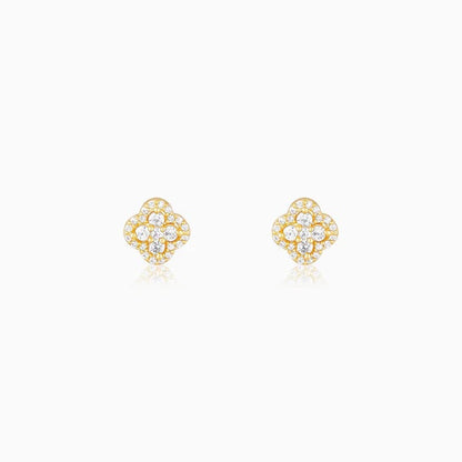 Golden Pansy Flower Earrings