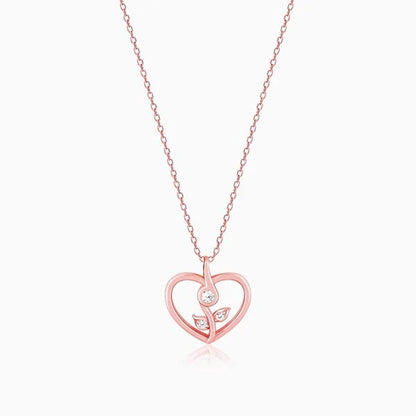 Rose Gold Leaf Me More Heart Pendant with Link Chain