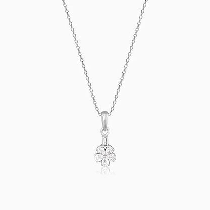 Silver Enchanted Floral Pendant With Link Chain