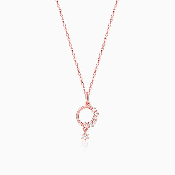 Rose Gold Circular Drop Pendant With Link Chain
