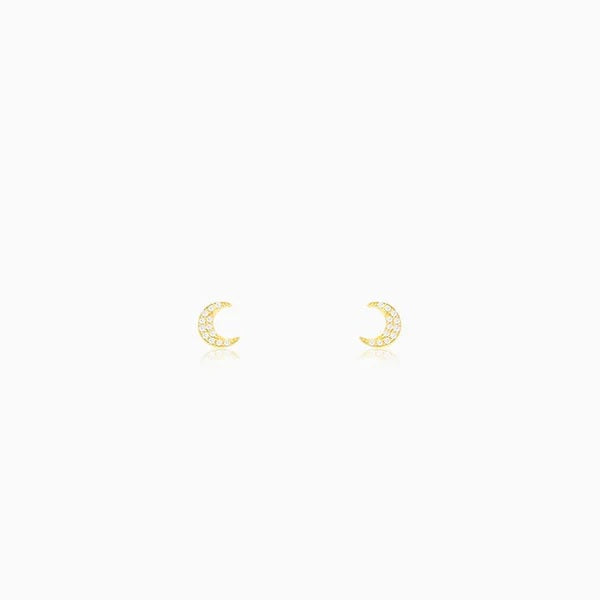 Golden Crescent Zircon Tiny Earrings