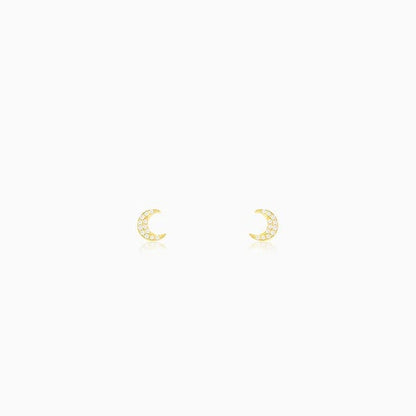 Golden Crescent Zircon Tiny Earrings