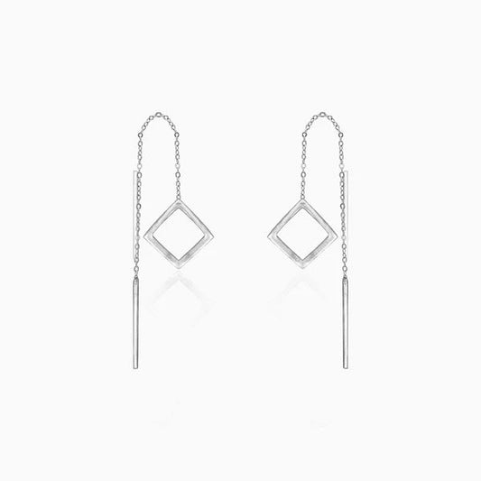 Oxidised Silver Square Danglers