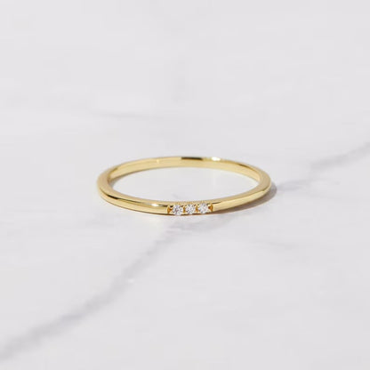 Cubic Zirconia Sterling Silver Ring Simple Diamond Thin Ring