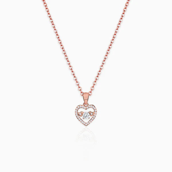 Rose Gold Love Heart Pendant with Link Chain