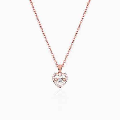 Rose Gold Love Heart Pendant with Link Chain