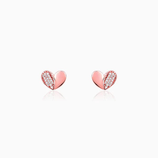 Rose Gold Made for Each Other Stud Earrings