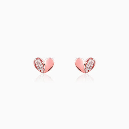 Rose Gold Made for Each Other Stud Earrings