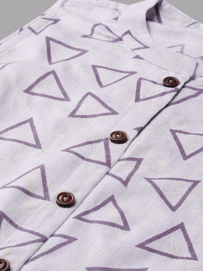 Anayna Women Lavender Geometric Screen Printed Straight Kurta