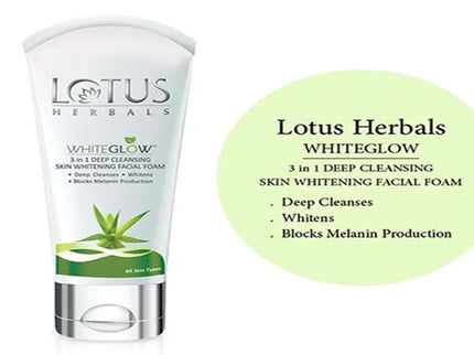 Lotus Herbals White Glow 3 in 1 Deep Cleansing Skin Whitening Facial Foam