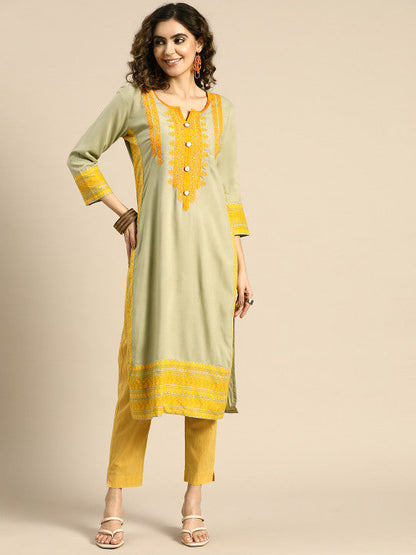 Sangria Women Ethnic Motifs Embroidered Thread Work Kurta