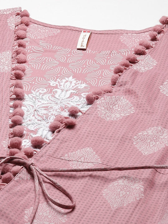 Juniper Women Pink & White Printed Indie Prints Kurta