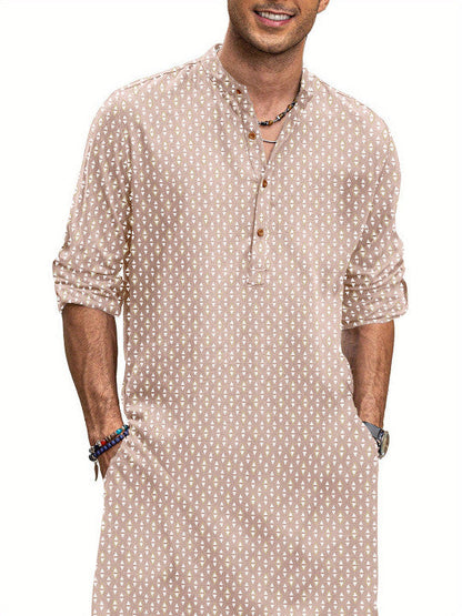 Anouk Geometric Printed Mandarin Collar Straight Cotton Kurta