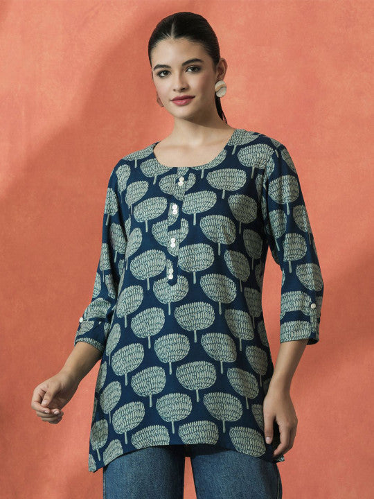 Sangria Floral Printed A-Line Top