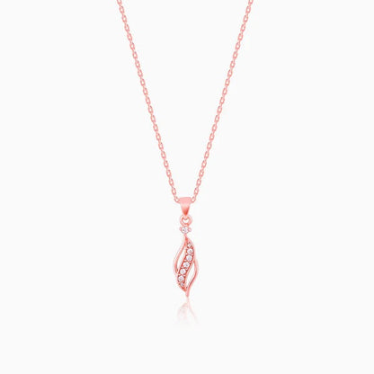 Rose Gold Leaflet Pendant With Link Chain