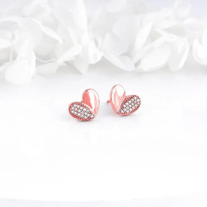 Rose Gold Made for Each Other Stud Earrings