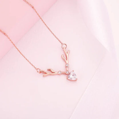 Rose Gold Deer Heart Necklace