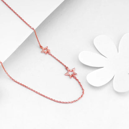 Rose Gold Star Crossed Lovers Necklace