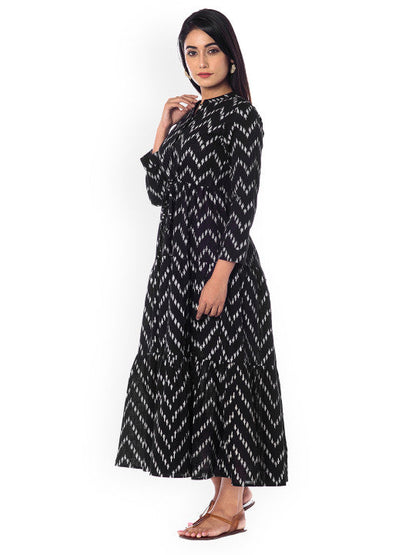 Anayna Women Black Printed Fit and Flare Dress