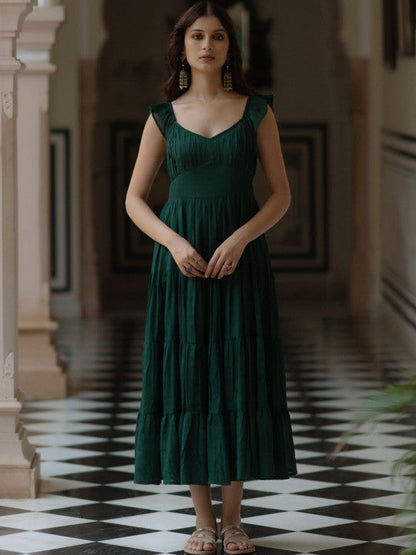 Anayna Women Flared Sleevesless Midi Ethnic Dresses