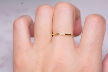 Cubic Zirconia Sterling Silver Ring Simple Diamond Thin Ring