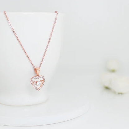 Rose Gold Love Heart Pendant with Link Chain