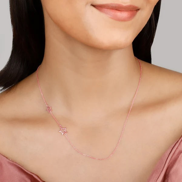 Rose Gold Star Crossed Lovers Necklace