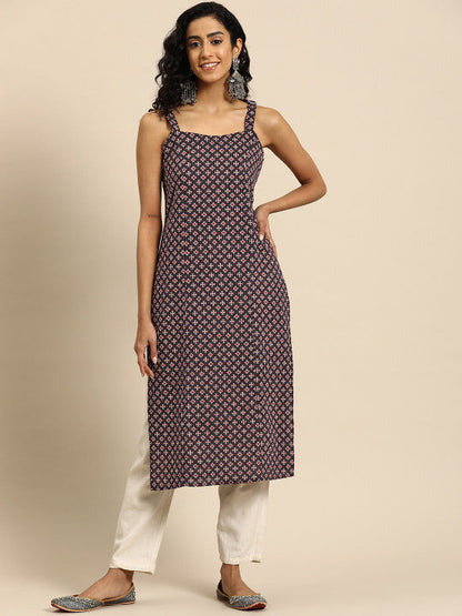 Anayna Women Printed Kantha Work Kurta
