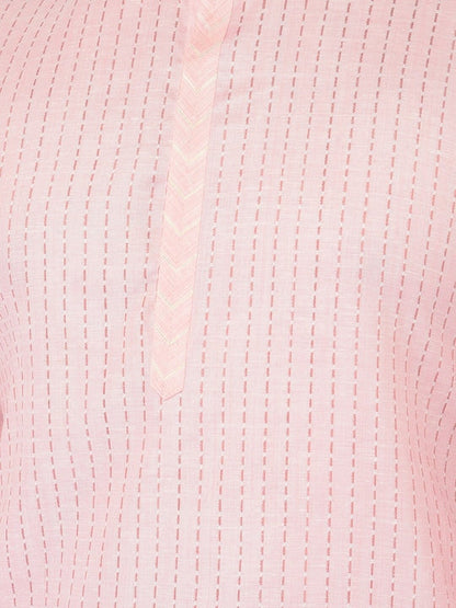 Deyann Men Pink Striped Kurta