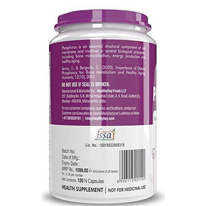 HealthyHey Phosphorus Capsules - 120 Count Dietary Supplement