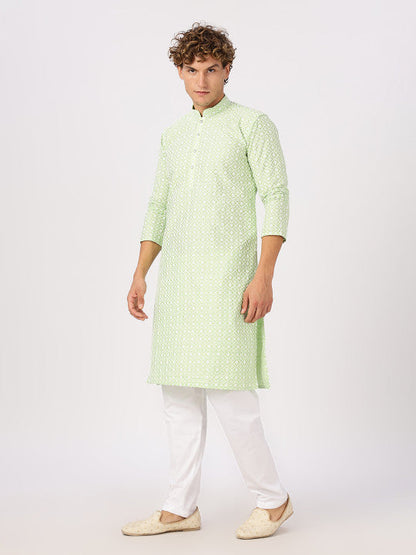 Anouk Ethnic Motifs Embroidered Thread Work Cotton Straight Kurta