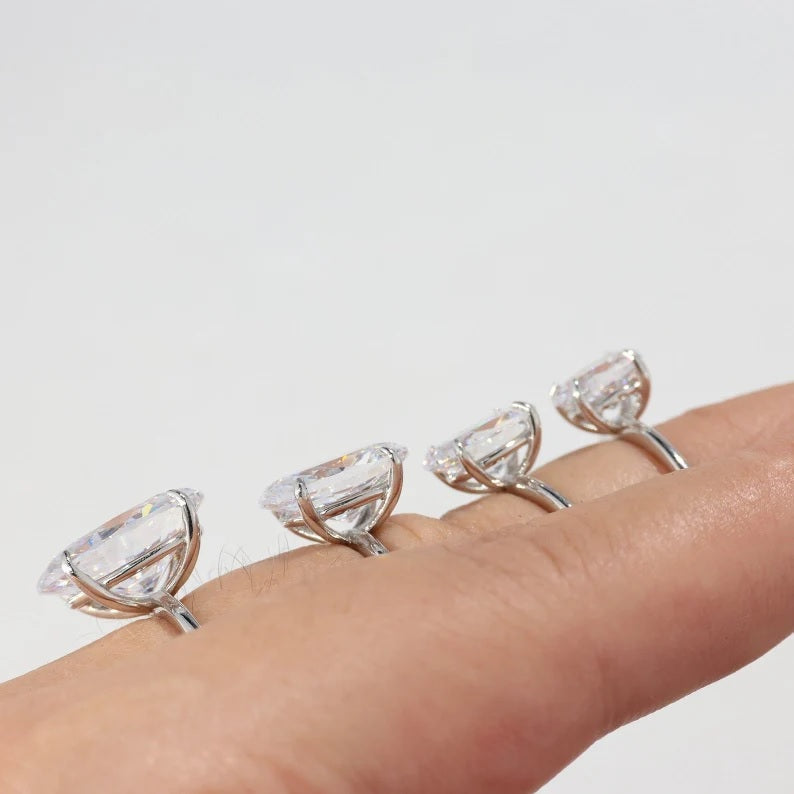 Oval Cut Diamond Sterling Silver Ring